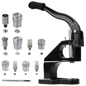 Manual Rivet Press Set, Hand Press Snap Riveter Eyelet Installation Tool for Buttons, Rivets & Eyelets on Leather Fabric (6/8/10mm) with 3 Snap Dies, 3 Rivet Dies, 325 Accessories