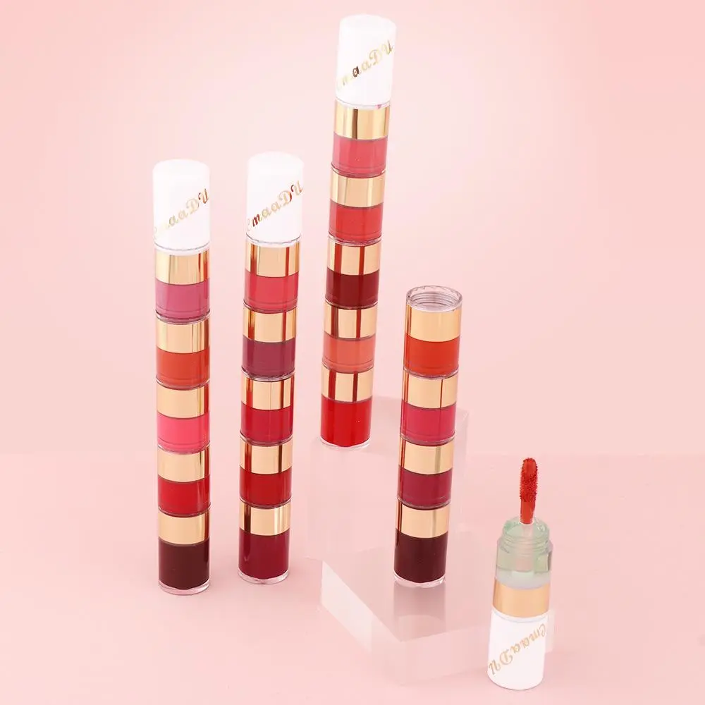 5 in 1 Long-lasting Lip Gloss, Lip Tint, 1 Set 5 Colors Moisturizing Lipstick, Long Lasting Lipsticks, Easy Coloring Lip Sticks for All Occasions Lip Makeup, Girls and Women Makeup Accessories