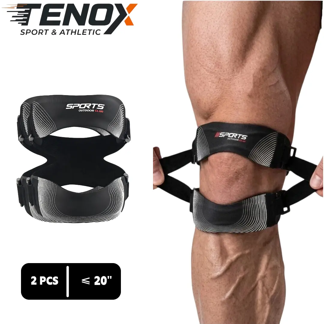 【TENOX】 2-Pack 360° Dual-Patella Knee Compression Strap, Compression-Type Anti-Injury Sporty Protective Gear, Reduces Patellar Friction, Prevents Sports Injuries, Essential for Gym Lifting, Badminton, Compression-Type Protective Gear