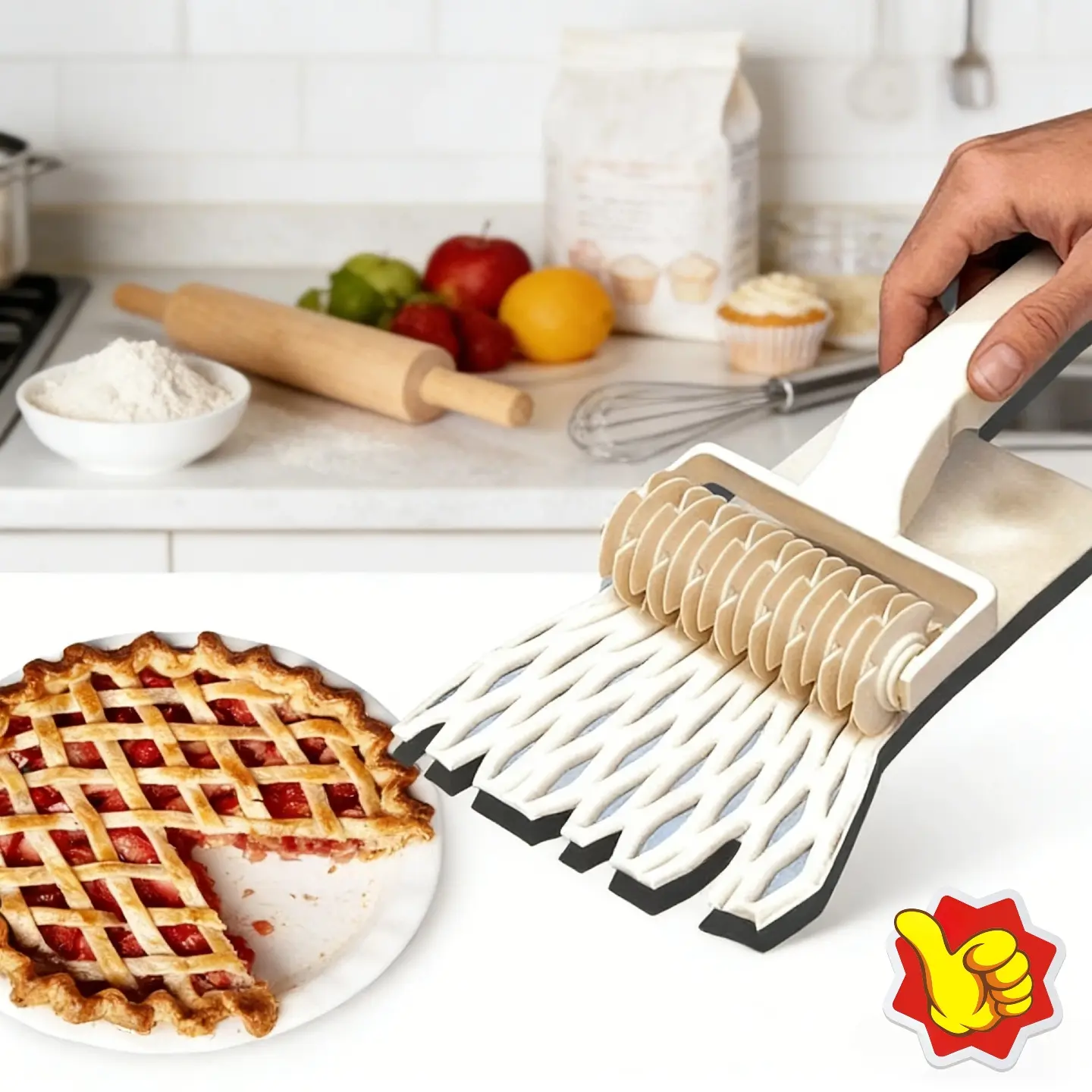 1pc Multi-Function Manual Dough Roller and Cutter | Suitable for Pie Crusts, Apple Pies, Noodles, and Pastry Lattices | Essential for RVs and Home Kitchens, Multifunctional Kitchen Utensils, Kitchen Cutting Utensils