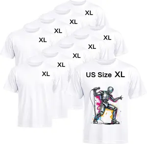 Joyclub 10 PCS Blank T-Shirts for Adults Unisex White Polyester Shirts Sublimation Crew Neck Short Sleeve Team Uniforms
