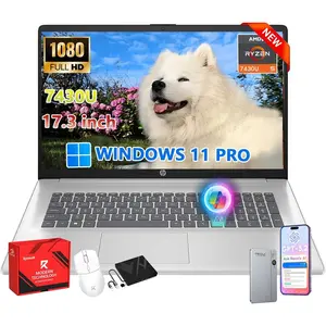 HP 17 inch FHD Student Business Laptop, 8GB/16GB/32GB/64GB RAM 512GB/1TB/2TB SSD, AMD Ryzen 5 7430U, Windows 11 Pro, 17.3" FHD IPS, Copilot AI, Numeric Keyboard, Type-c, w/Accessories