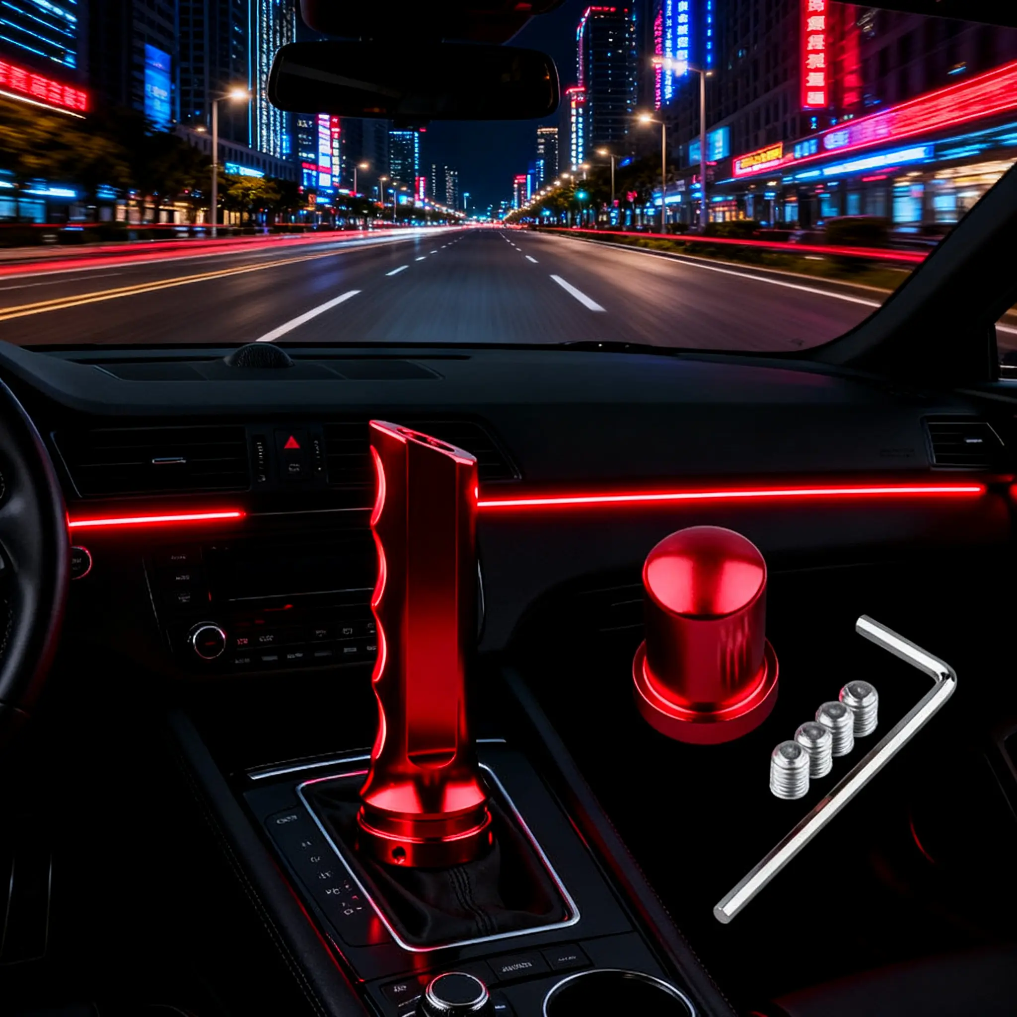 Universal Aluminum Shift Knob for Manual Transmission, Long Racing Style Gear Shifter Handle with Finger Grip Design, Adjustable Car Interior Modification Accessory with Installation Hardware #ShiftKnob #ManualTransmission  #ProjectCar