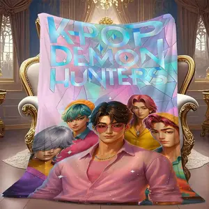 Dreamy Colorful Cartoon Blanket, Trendy Anime Character Throw, Home Decor, Office Nap Blanket, Sofa Blanket, Best Gift Idea