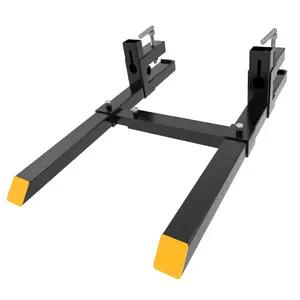 43"/60" 2000/4000lbs Clamp on Pallet Forks Heavy Duty Tractor Forks with Adjustable Stabilizer Bar Tractor Bucket Forks for Tractor Attachments, Skid Steer, Loader Bucket