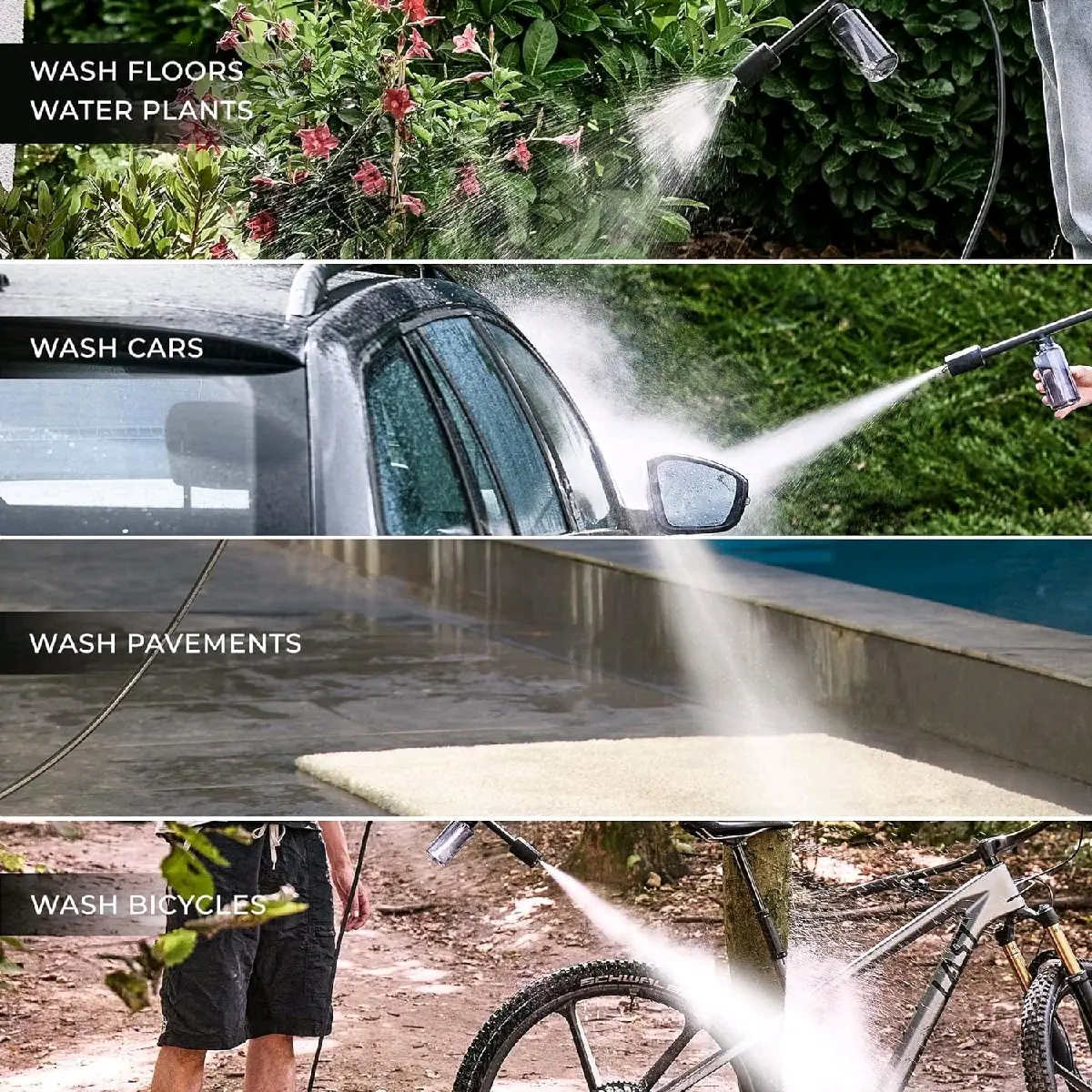 HOTO 20V Cordless Power Washer Pro, Portable Pressure Washer, USB-C Recharge