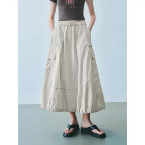 URBAN REVIVO 2026 WomensWear Cargo Maxi Skirts Cotton Fabric Bottom Minimalist Short