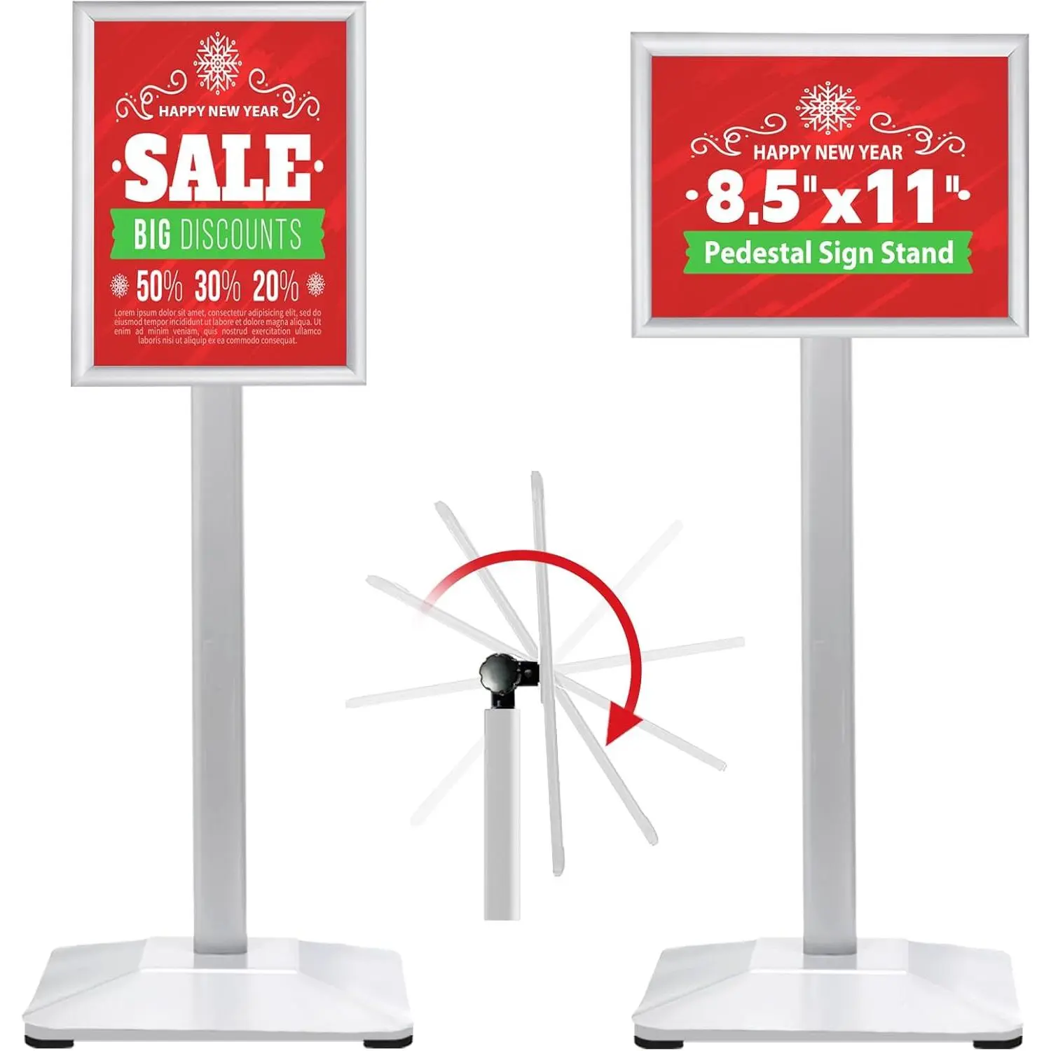 Pedestal Sign holder Stand 8.5x11inch Adjustable Standing Floor Sign Stand with Heavy Base & Snap Frame Display Stand for Indoor Outdoor Business Store Sign Holder Poster Stand ()