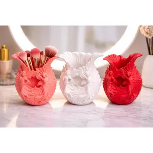Fairy Makeup Brush Holder, Pink/White Vanity Decor, Fantasy Brush Cup, Beauty Storage Organizer