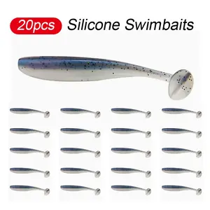20pcs Micro Soft Fishing Lures, 1.2g/2.17in T-Tail Worm Lure, Small Artificial Bait, Jig Wobblers, Bass Pike Fishing Tackle
