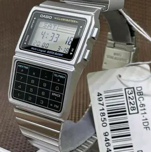 Brand New Casio Vintage Silver Calculator data/bank men' s classic Watch DBC611-1D