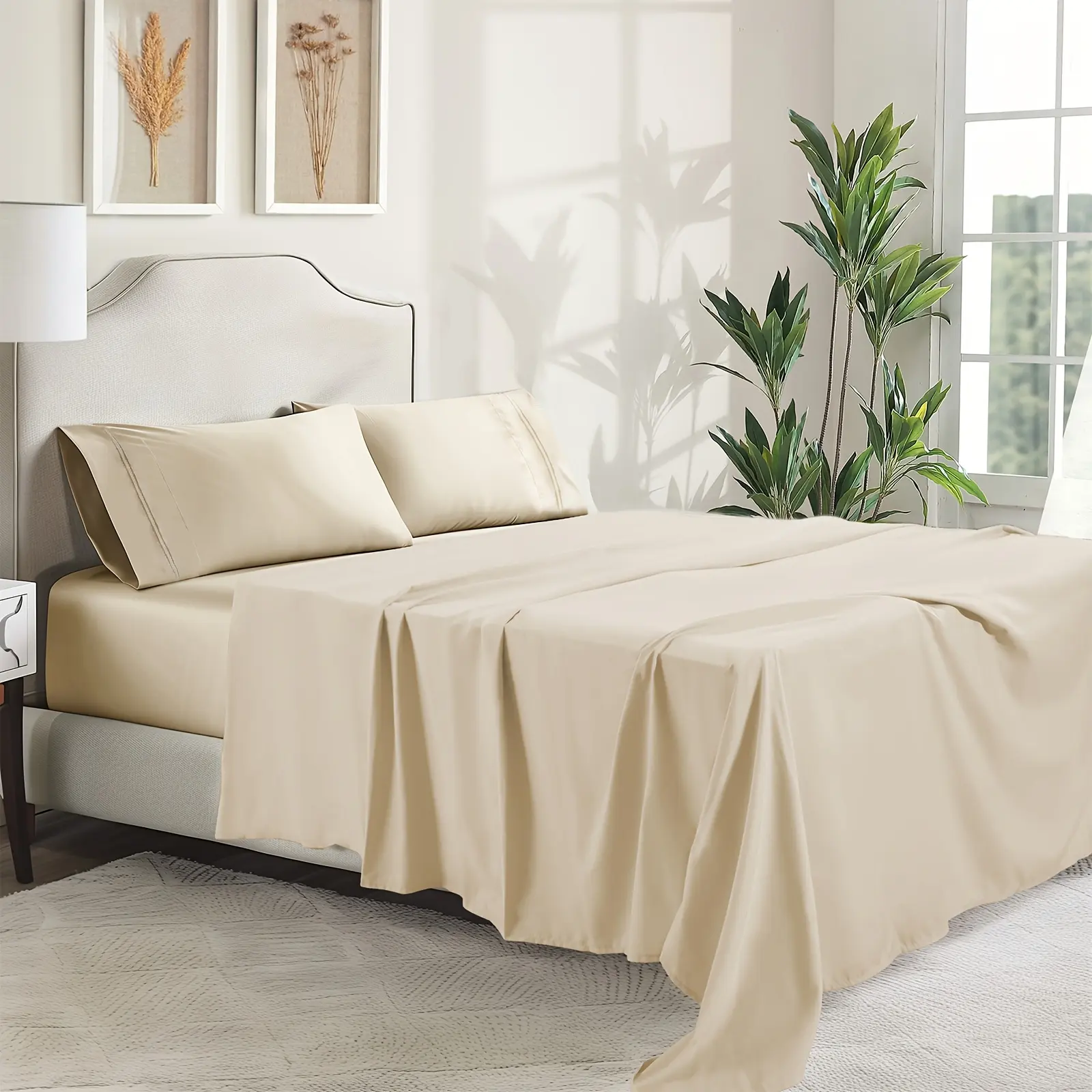 Ultra Soft Luxury 6pcs Sheet Set - Deep Pocket Machine Washable Bed Sheet Set - Shrinkage & Fade Resistant Embroidered Bedding Sheet