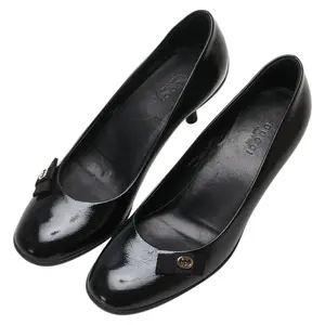 Pre-owned GUCCI Plastic Small Leather Goods Ribbon Interlocking G Patent Leather Pumps