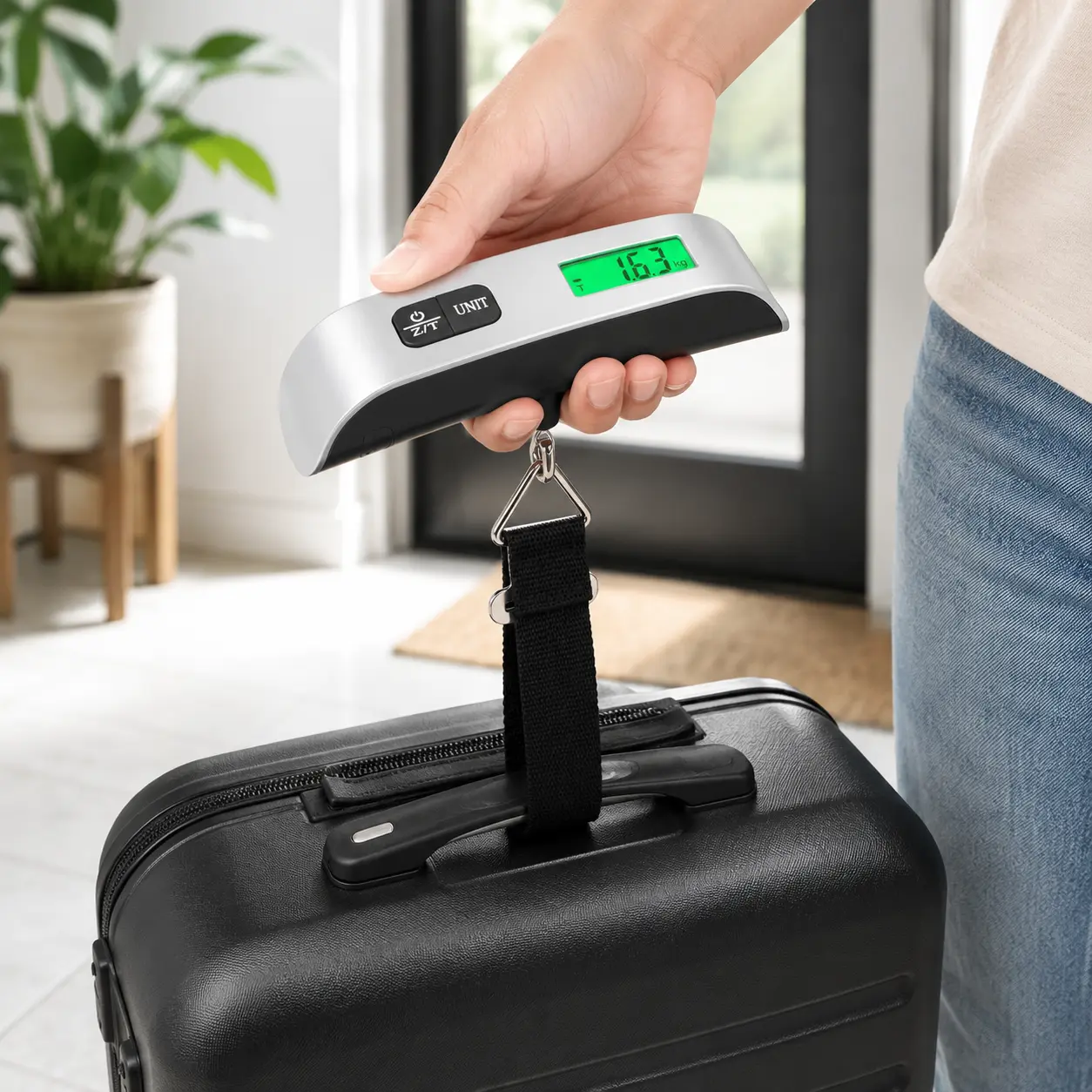 Digital Hanging Luggage Scale with Backlit for Travel, Portable Handheld Suitcase Weight Scale with Hook, 110 Pounds, Battery Included