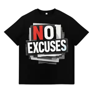 Men’s Motivational "No Excuses" Graphic T-shirt Black Streetwear Crewneck Cotton Short Sleeve Gym Workout Training Casual Everyday Tee