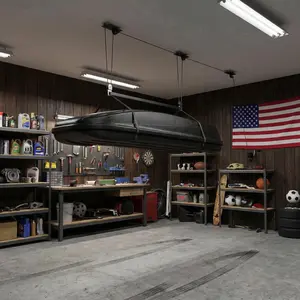 GAOMON PrecisionAuto Cargo Box Garage Pulley System, Professional Heavy-Duty Ceiling Hoist for Rooftop Cargo Boxes & Large Storage Bins, 200 Lb Rated Capacity, Fits 10–14 ft Garage Ceilings