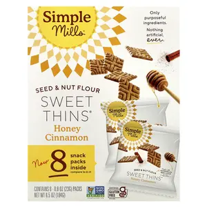 Simple Mills Seed & Nut Flour, Sweet Thins®, Honey Cinnamon, 8 Packs, 0.8 oz (23 g) Each