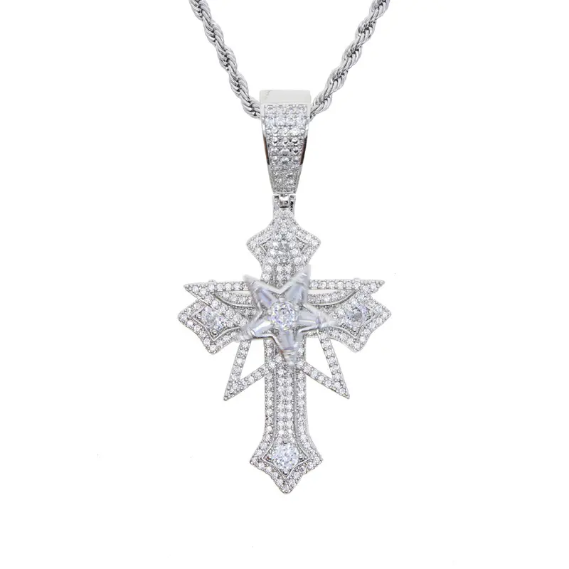 Platinum and White Stone Cross