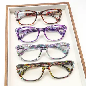4 Pack Fashion Print Reading Glasses for Women Anti Blue Light Computer Glasses Lightweight Spring Hinge Mix Color Daily Eyewear