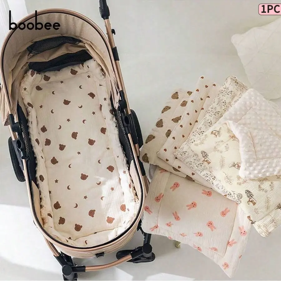 Baby Infant Stroller Seat Pad, Cute Cartoon Pattern, High-Quality 3D Plush, Soft, Cozy and Skin-Friendly, Reversible, Perfect Gift for Christmas Halloween Thanksgiving, Stroller Accessories, Stroller Seat Cushion