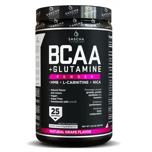 SASCHA FITNESS BCAA 4:1:1 + Glutamine, HMB, L-Carnitine, HICA |  Natural Grape Flavor