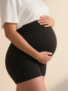 MOMSY Maternity Biker Shorts Women's Pregnancy Yoga Shorts High Waisted Stretchy Spandex Gym Sport Short Leggings For Summer Chafe-Free High Elasticity Support