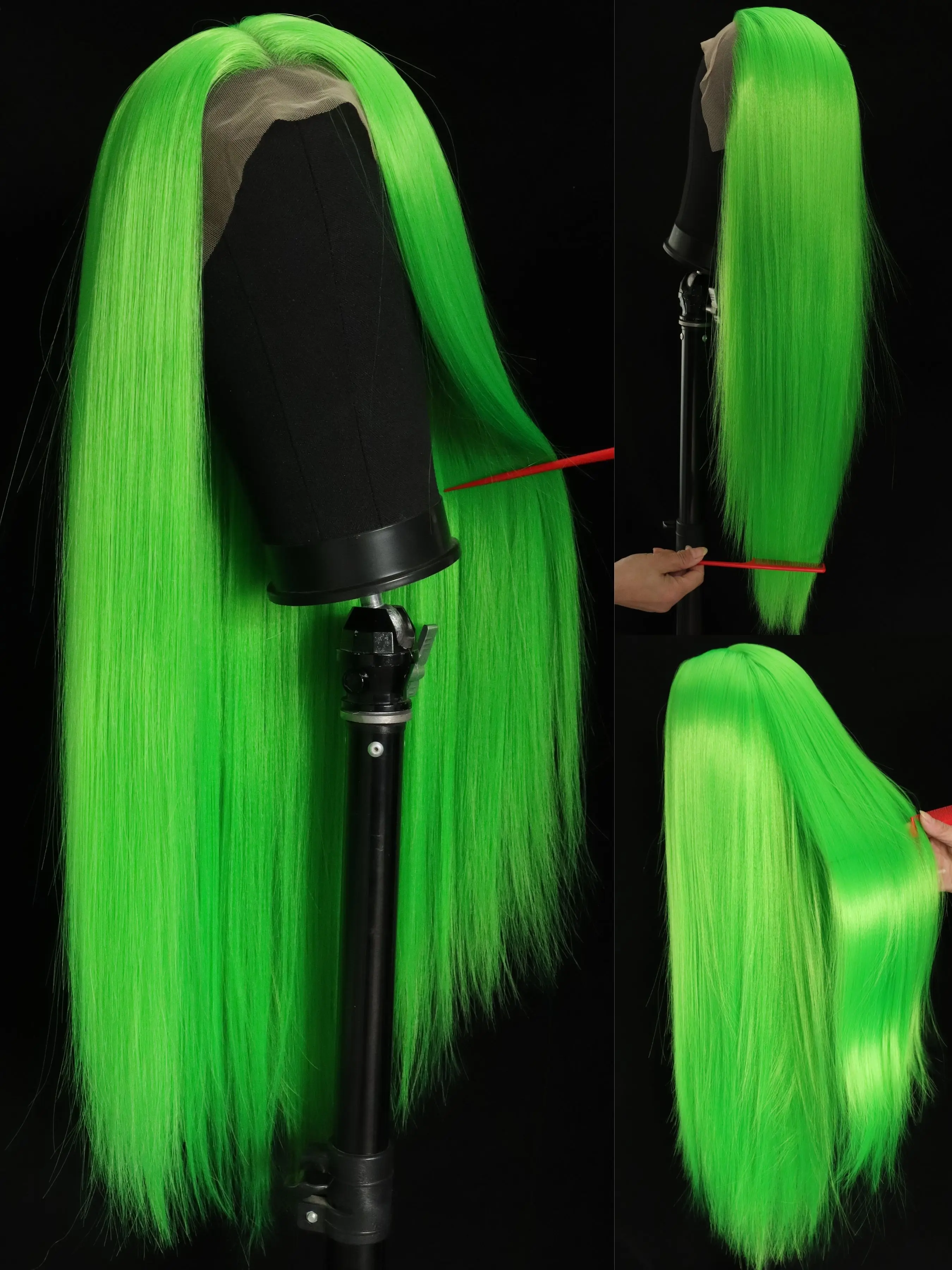 Straight Green WIG 28INCH 13X4 synthetic Lace front Wig Heat Resistant High Temperature Hair Natural Looking Daily Party Use Stylish Wig Straight Wigs