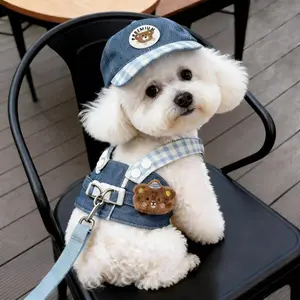 Denim Pet Harnesst Breathable Summer Cat Clothes, Outdoor Walking Vest for Cats Dogs Universal