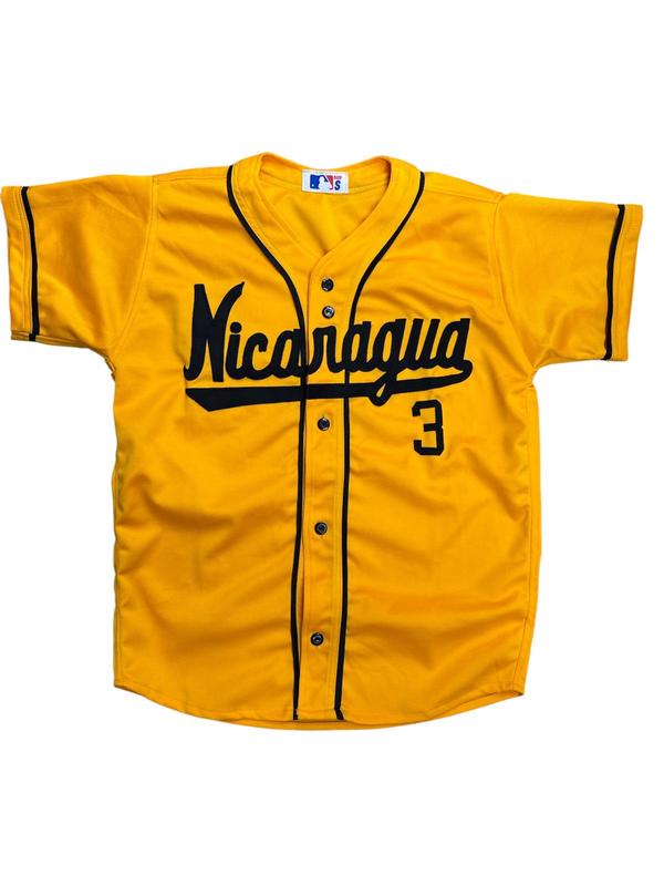 Nicaragua Baseball Jersey White with Blue Trim Printed Numbers Various Sizes for Athletic Outfit Sport Outdoor Clothing