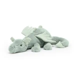 Jellycat Sage Dragon Large with Dustbag New Release Green Tags 2025,Soft Bedside Sofa Pillows Stuffed Animal Plushie Doll Toys Room Decoration Gift for Kids Children, Birthday Gift, Size 30cm