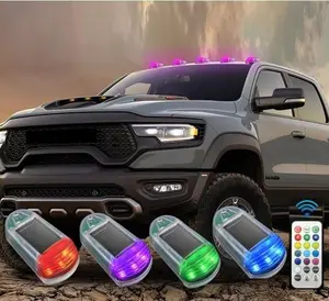 No-Drill Solar Truck Cab Lights, Wireless LED Roof Lights, Vibration Sensor