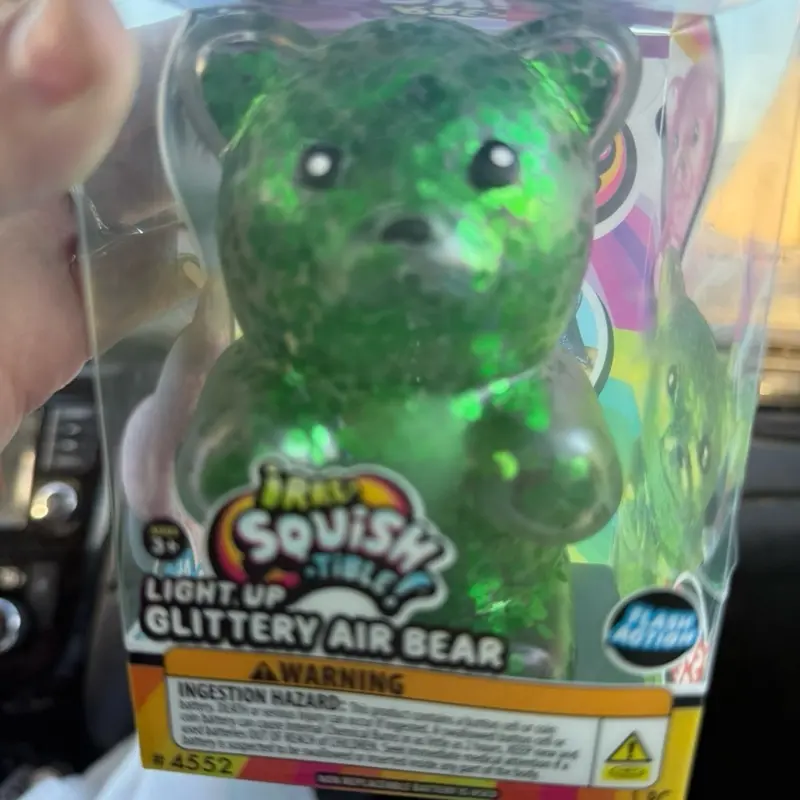 Irresistibly squishy air filled flashing squish bear stress relief toy