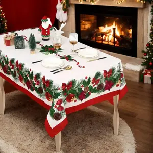 Christmas Tablecloth Decoration Square Tablecloth Decoration Bright Colors Parties Decoration For Dining Table Coffee Table