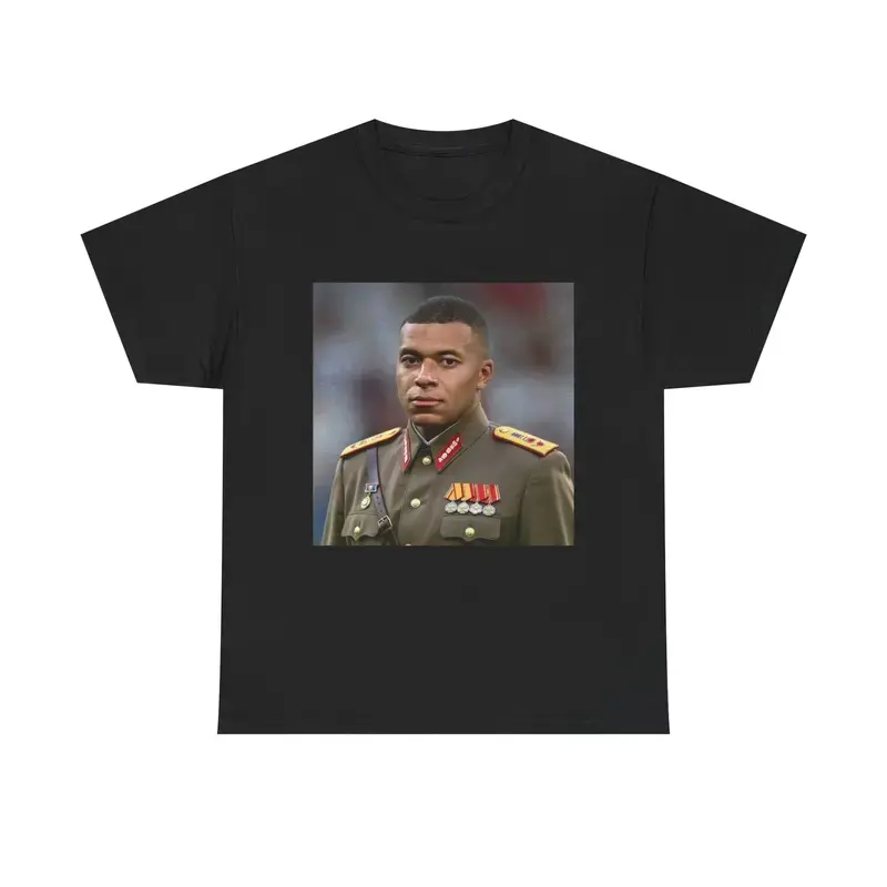 Men's Funny Graphic Tee with Retro French Soccer Mbappe Parody, Loose Fit Athletic Streetwear in Breathable Cotton, Graduation Gift, Relaxed Fit, Shortsleeve, Fashion