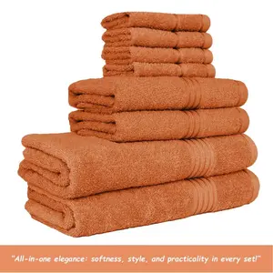 8-Piece Towel Set Includes 2 Bath 2 Hand and 4 Washcloths Ultra Soft Absorbent for Bathroom Home Spy 100% Premium Cotton