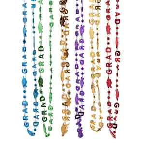 30" Rainbow Color Elementary Grad Beaded Necklaces - 12 Pc.
