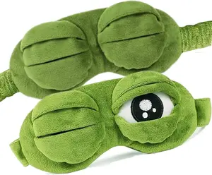 Shinywear Cute Rabbit Sleeping Eye Mask Plush Blindfold Travel Sleep Masks Super Soft Funny Eye Cover for Kids Girls and Adult (Green Frog)