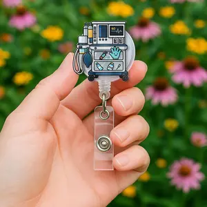 Anesthesia Machine Badge Reel: Acrylic Nurse ID Clip