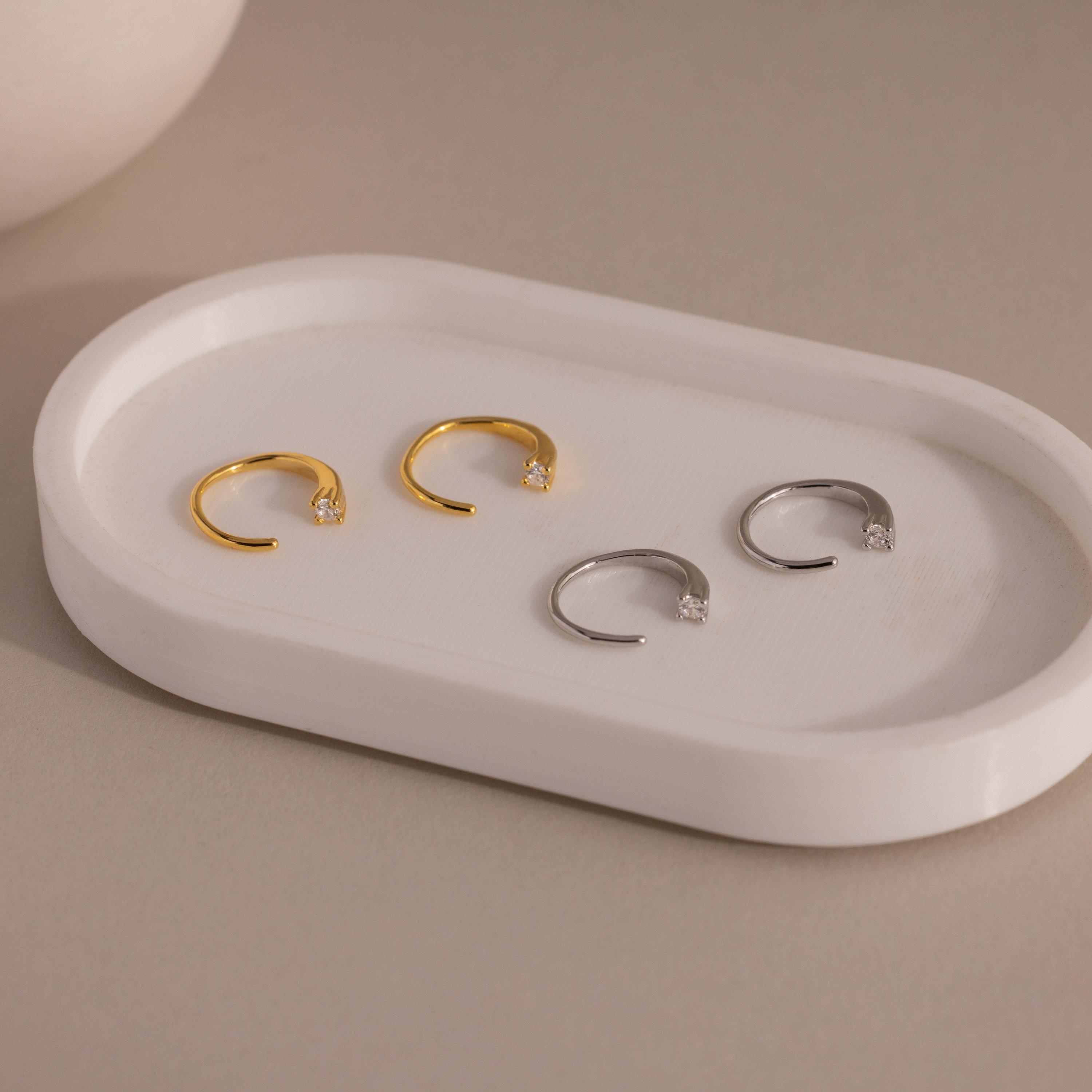 Jady Wire Diamond Hoops by Caitlyn Minimalist - Dainty Diamond Threader Earrings - Open Huggie Hoop Earrings - Spiral Earrings - Perfect Birthday Present
