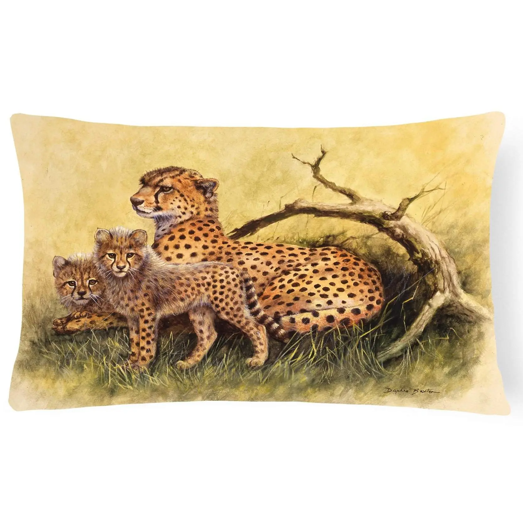 Cheetah Artwork Fabric Decorative Pillow by Daphne Baxter - All Seasons, Fade-Resistant, Superior Local Craftsmanship, Model BDBA0113PW1216