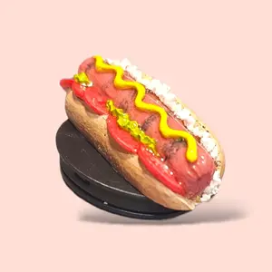 3D Hot Dog Phone Grip, Chicago Dog Phone Stand - Hand Painted - Phone Accessories - Smartphone Stand