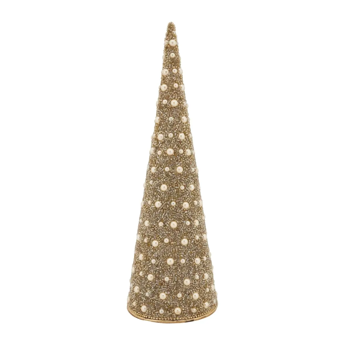 Saro Lifestyle XD116.CH24 24 in. Acrylic & Metal 1-Piece Beaded Texture Tabletop Christmas Decor Holiday Tree, Champagne Decor
