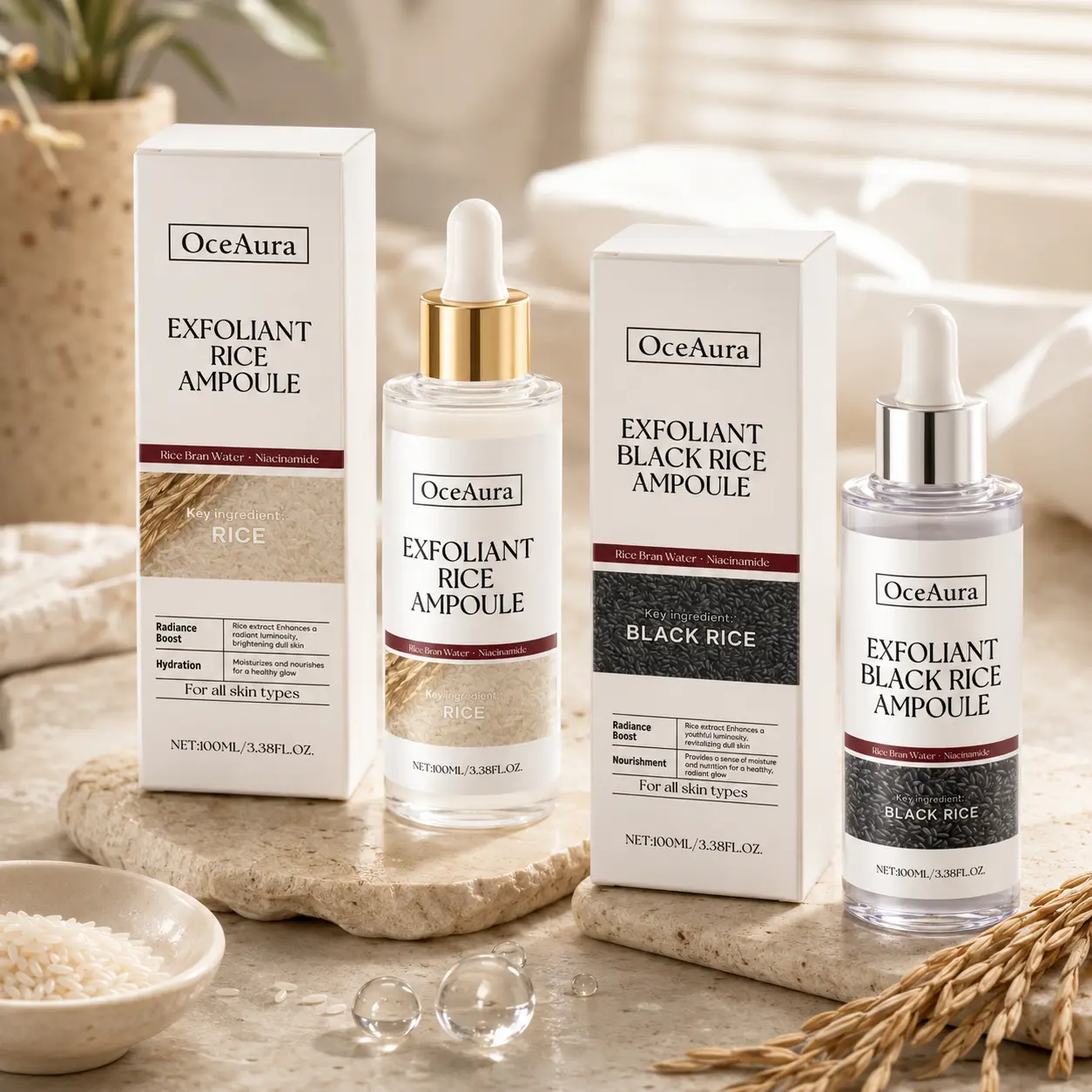Clarifying Peel Shot Duo, Gentle Exfoliating Rice Serum for Smooth Skin, Pore Minimizing & Deep Moisture - Day & Night 2-Pack for Sensitive Skin, Daily