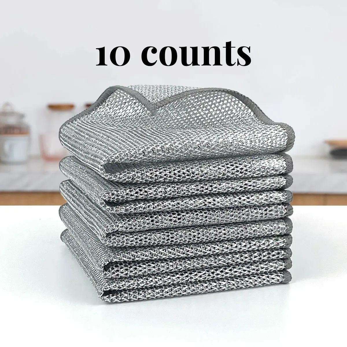 10 Counts Non-Scratch Wire Dishcloths for Kitchen Cleaning, Multipurpose Dishwashing Rags for Wet and Dry Use Easy Rinsing Wire Cleaning Cloth Reusable Wire Dish Towels for Kitchen, Sinks, Pots, Pans
