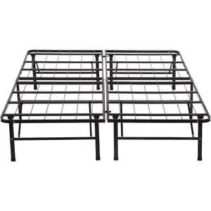 Bed Frame Foldable Heavy Duty Mattress Metal Platform Slat No Box Spring Needed Easy Assembly Noise-Free Black (Full)