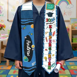 Custom Prek K Grad Pencil Graduation Stole with Name: Class Of 2026 Stole for Boy Girl, PreK K Graduate Sash, Toddler Grad Gifts