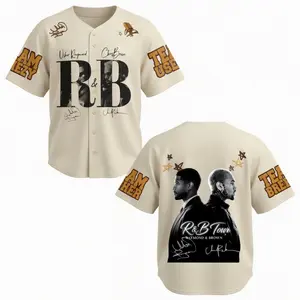 R&B Town Baseball Jersey 2026 Cream Custom Raymond Brown Team Breezy Amher Signature Fan Merch Concert Tour Apparel Gift for R&B Lovers