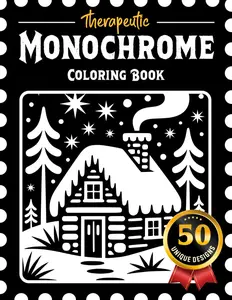 Therapeutic Monochrome Coloring Book: The Most Calming Black & White Colouring Experience With 50 Single-Sided Designs for Adults and Teens, Paperback