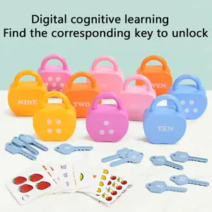 Apple Key Unlock Toy, Number Letter Unlock Toy, Fun Parent-Child Interaction Toy, Includes Card Keys, Math Learning Tools, Suitable for Children Aged 3+, Kindergarten Boy