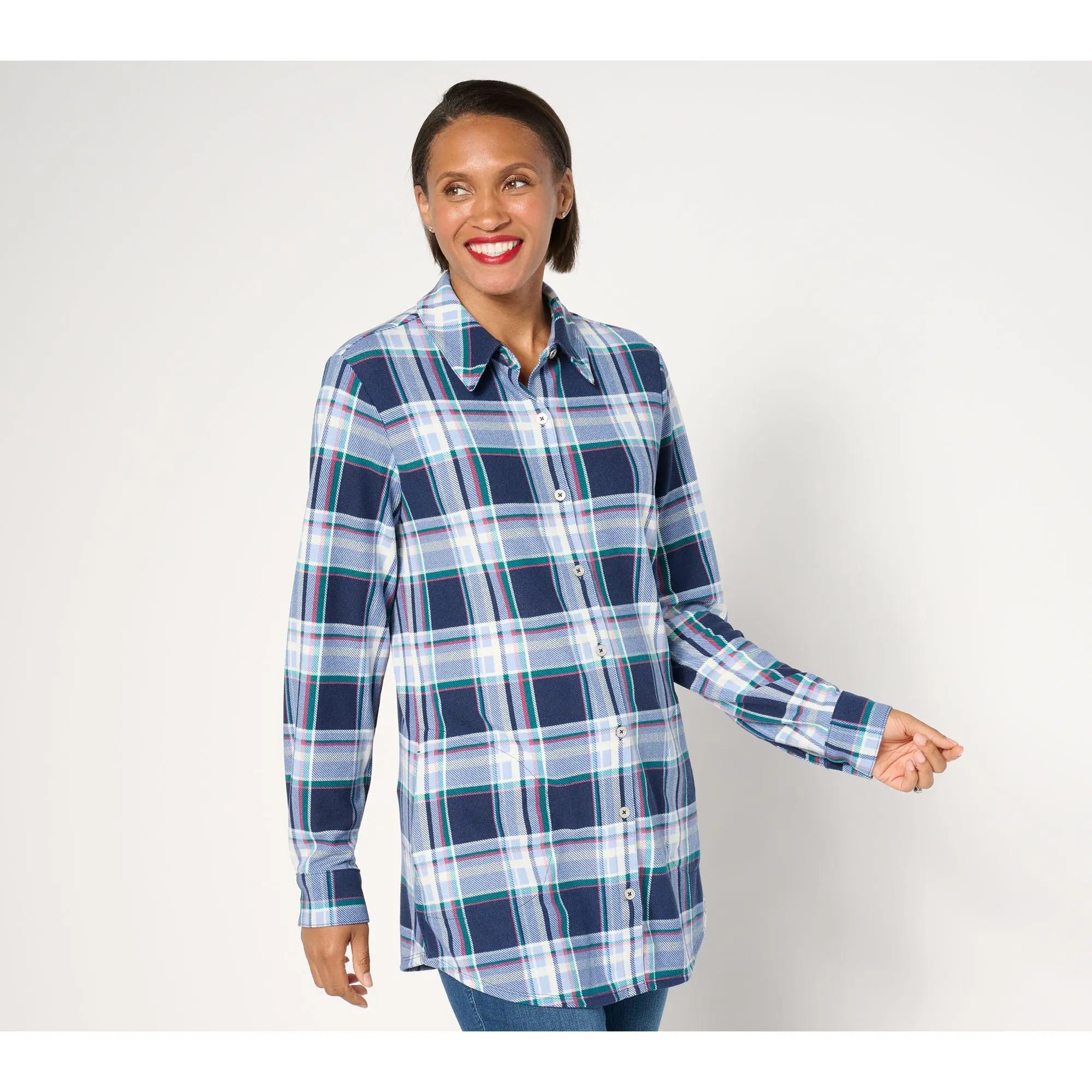 Denim & Co. Regular Heavenly Jersey Button Front Tunic